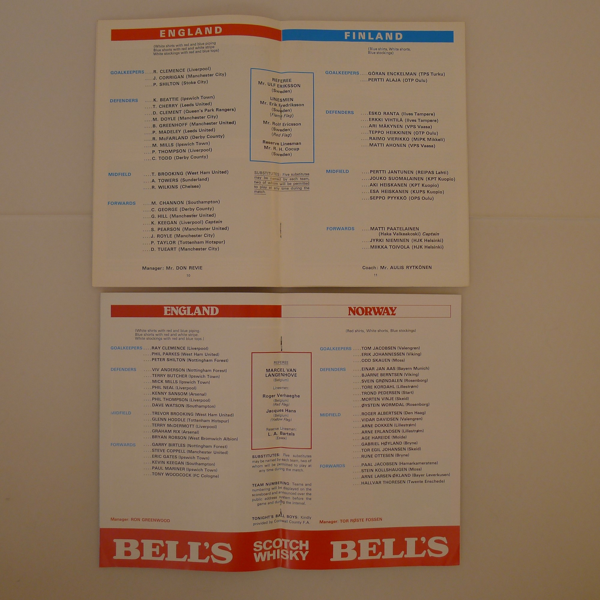6 x England FIFA World Cup Qualifying Home International programmes from 1976 to 1981 comprising 1 x - Image 3 of 5