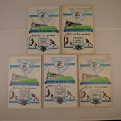 5 x Chesterfield 1960-61 football programmes, Vs Reading Apr 22 1961, Vs Brentford Mar 26 1960, Vs