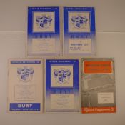 5 x Bury 1959 football programmes, Vs Shrewsbury Town Dec 28, Vs York City Sept 1, Vs Colchester