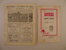 2 x Doncaster Rovers 1953-54 football programmes, Vs Plymouth Argyle Apr 18 1953 and Vs Bristol