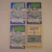 4 x Blackburn Rovers 1957-58 football programmes, Vs Leicester City Mar 2 1957, Vs Arsenal Oct 25