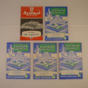 5 x Blackburn Rovers 1959-60 Season football programmes, Vs Arsenal (away) Feb 6 1960, Vs Chelsea