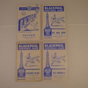 4 x Blackpool various FA cup football programmes, Vs Fulham Jan 26 1957, Vs Blackburn Rovers Feb 3
