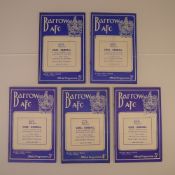 5 x Barrow 1957-58 football programmes, Vs Chester Mar 30 1957, Vs Gateshead Dec 7 1957, Vs