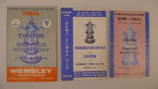 3 x FA Cup 1966 programmes comprising 1 x Final Everton Vs Sheffield Wednesday May 14 1966 at Empire