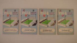 4 x Aston Villa 1958-59 football programmes, Vs Manchester City Dec 6 1958, Vs Blackburn Rovers