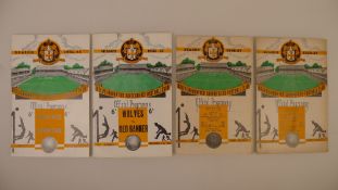 4 x Wolverhampton Wanderers various 1950s International Fixture football programmes, Vs Spartak