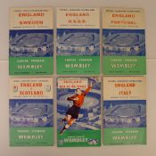 6 x England Home International programmes from 1953 to 1959 comprising 1 x Vs Rest Of The World