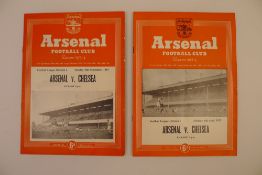 2 x Arsenal Vs Chelsea 1953 football programmes, Apr 6 and Sept 8, both in good condition. May