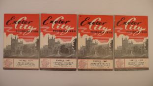 4 x Exeter City 1955-56 Season football programmes, Vs Ipswich Town Apr 14 1956, Vs Southampton