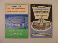 2 x FA Cup 1958 programmes comprising 1 x Final Bolton Wanderers Vs Manchester United May 3 1958
