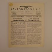 1 x Leytonstone 1946-47 Isthmian League Season football programme, Vs Tufnell Park Oct 5 1946, in