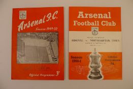 2 x Arsenal Reserves 1950 football programmes, Vs Cardiff City Apr 22 1950 and Vs Northampton
