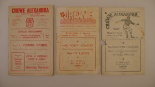 3 x Crewe Alexandra 1950-58 football programmes, Vs Mansfield Town Oct 7 1950, Vs Barrow Mar 5