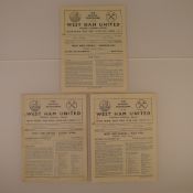 3 x West Ham United 1954-57 football programmes, Vs Luton Town Nov 20 1954, Vs Lincoln City Dec 29