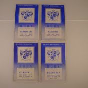 4 x Bury 1958-59 Season football programmes, Vs Rochdale Oct 4 1958, Vs Reading Sept 22 1958, Vs