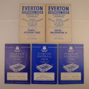 5 x Everton 1960-61 football programmes, Vs Burnley Dec 27 1960, Vs Aston Villa Jan 14 1961, Vs