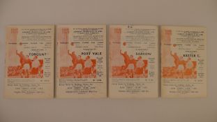 4 x Workington 1958-59 Season football programmes, Vs Torquay United Aug 25 1958, Vs Port Vale Aug