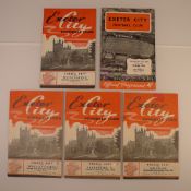 5 x Exeter City 1957-58 football programmes, Vs Watford Nov 29 1958, Vs Millwall Sept 11 1957, Vs