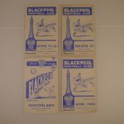 4 x Blackpool 1957-58 football programmes, Vs Manchester City Nov 22 1958, Vs Aston Villa Sept 21