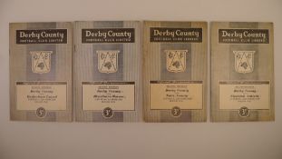 4 x Derby County 1957-58 Season football programmes, Vs Charlton Athletic Mar 22 1958, Vs