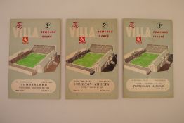 3 x Aston Villa 1955-56 football programmes, Vs Tottenham Hotspur Nov 26 1955, Vs Charlton Mar 3