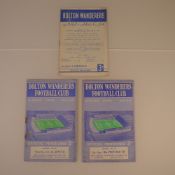 3 x Bolton Wanderers 1957 football programmes, Vs Portsmouth Apr 13, Vs Arsenal Oct 5 and Vs