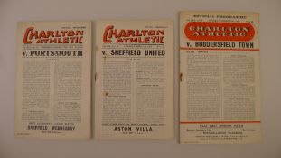3 x Charlton Athletic 1954 football programmes, Vs Portsmouth Jan 14, Vs Sheffield United Apr 3