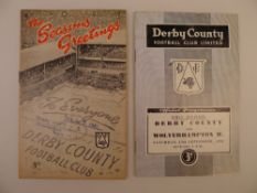 2 x Derby County 1951-52 football programmes, Vs Huddersfield Town Dec 26 1951 and Vs