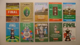 10 x FA Cup Final programmes consecutive years from 1971 to 1980 comprising 1 x Arsenal Vs Liverpool