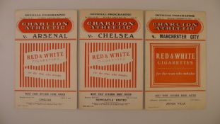 3 x Charlton Athletic 1955 football programmes, Vs Arsenal Mar 5, Vs Chelsea Mar 19 and Vs