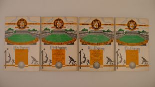 4 x Wolverhampton Wanderers 1955-56 Season football programmes, Vs Arsenal Dec 26 1955, Vs