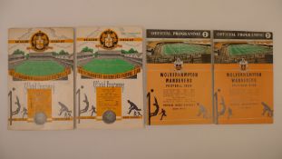 4 x Wolverhampton Wanderers 1957 football programmes, Vs Tottenham Hotspur Jan 12, Vs Chelsea Mar 2,
