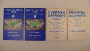 4 x Everton FA cup football programmes, Vs Chelsea Feb 18 1955, Vs Liverpool Jan 29 1955, Vs Aston