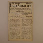 1 x FA Cup 1949 programme Fulham Vs Walsall Jan 8 1949 Third Round, in very good condition. May show