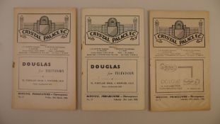 3 x Crystal Palace 1956 football programmes, Vs Coventry City Aug 25, Vs Reading Mar 30 and Vs