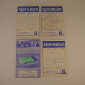 4 x Bolton Wanderers 1956-57 football programmes, Vs Birmingham City Feb 20 1957, Vs Blackpool Aug
