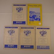 5 x Bury 1960 football programmes, Vs Swindon Town Sept 10, Vs Torquay United (away) Sept 3, Vs Port