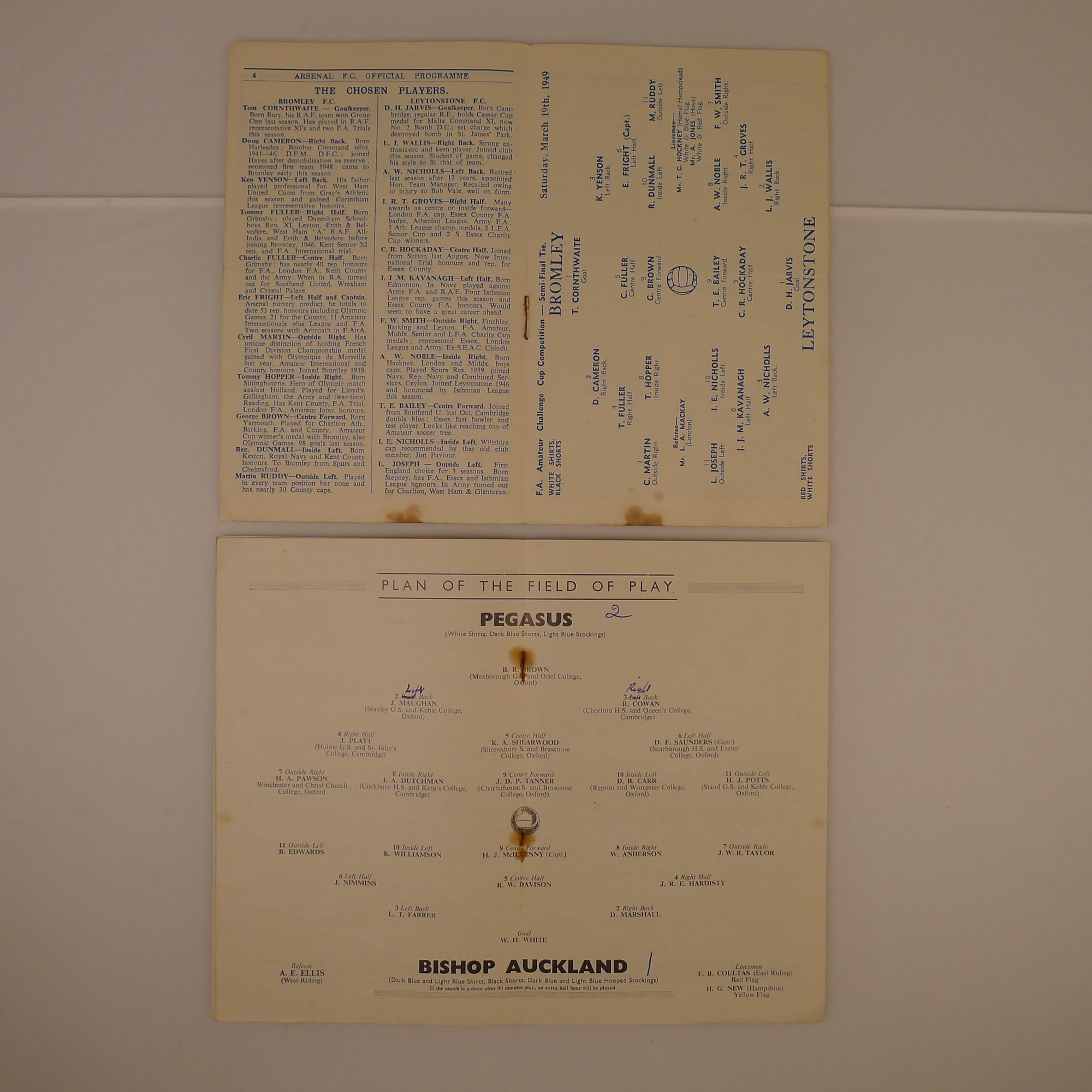 2 x FA Amateur Cup 1949 and 1951 programmes comprising 1 x Bishops Auckland Vs Pegasus April 21 1951 - Image 3 of 3