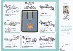 DM11c Award of the Aircrew Europe Star. Signed 7 Holders. 1 Jun 86 Jersey Holders of the Air Crew