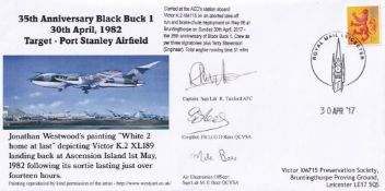 35th Anniv Black Buck 1 Signed by Victor Crew and Martin Withers Vulcan Pilot Falklands War. 30
