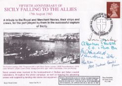 RNCH12b 50th Anniv Sicily Falling to the Allies Signed 4 Gourlay, Pearson, Hackett, Sinclair. 17 Aug