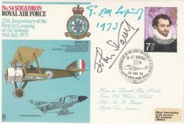 54 Sqn Sopwith Signed by T Sopwith and by Air Chief Marshal Sir John Stacey. 4 Jul 73 BFPS 1402,