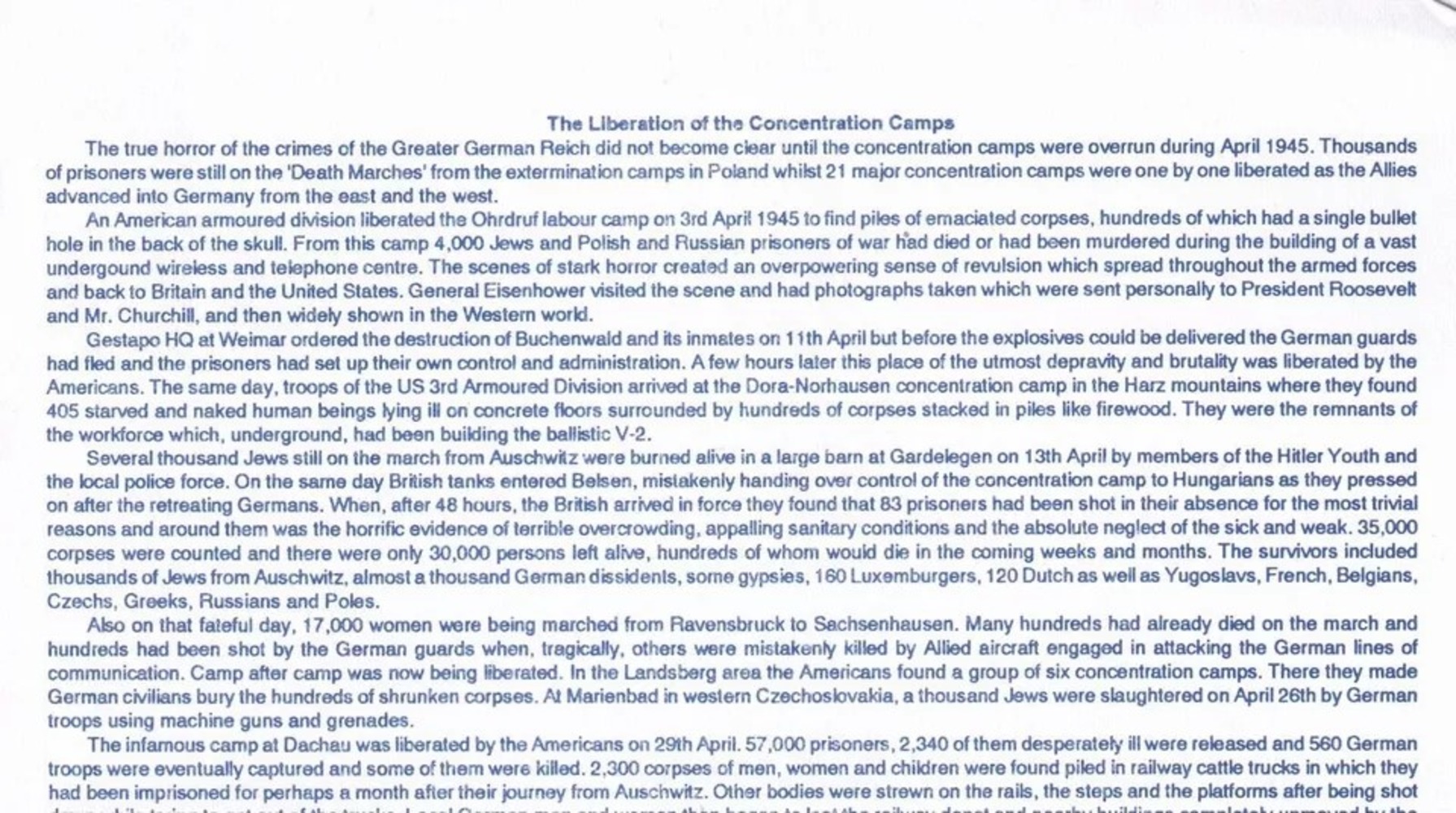 45/9d Liberation of Concentration Camps. Signed 2 imprisoned in the camps. 28 4 95 BFPS 2449 - Image 4 of 5