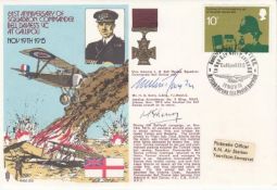 2RN2c 61st Anniv Bell-Davies gaining VC at Gallipoli 1915 Double Signed. 19 Nov 76 BFPS 1554 61st