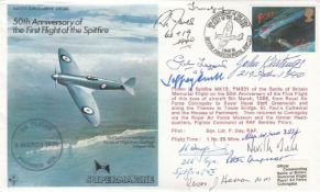50th Anniv 1st flight of the Spitfire Signed 10 Pilots, Air Gunner involved in Battle of Britain.