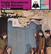 Piece Eagle Sqn in US Service Signed by 3 Eagle Sqn Pilots in WW11. Piece Size 4 3 /4 by 5 ¾