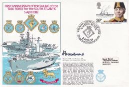 3RN23d Sailing of Task Force to Falklands Signed by R/Ad Sir John Woodward. 5 Apr 83 - BFPS 1811 -