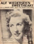 Vera Lynn signed Auf Wiederseh'n Sweetheart vintage music score sheet signature on front cover. Good