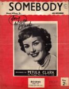 Petula Clark signed Somebody vintage music score sheet signature on front cover. Good condition. All